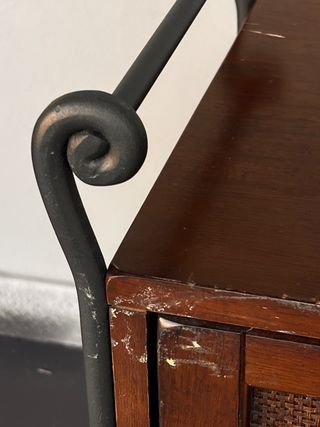 Comodino legno e ferro con cassetto