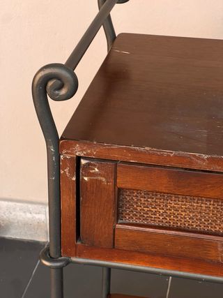 Comodino legno e ferro con cassetto