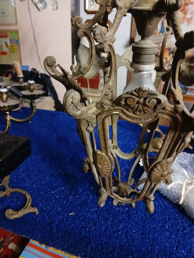 Lámpara de araña de cristal antigua 7 lámparas 