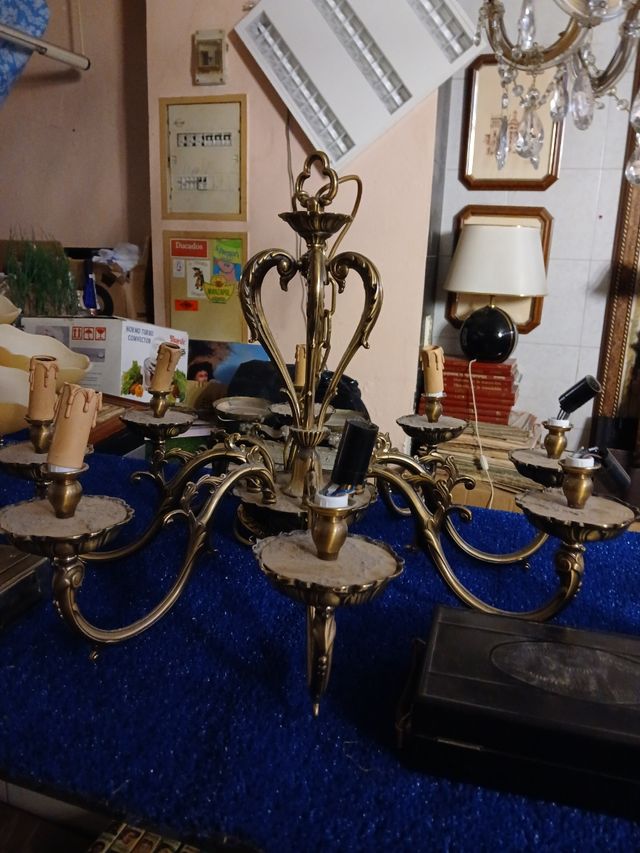 Lámpara de araña de cristal antigua 7 lámparas 