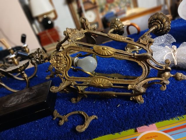 Lámpara de araña de cristal antigua 7 lámparas 