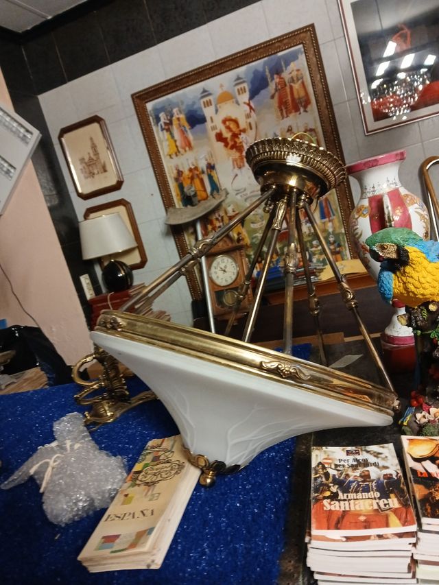 Lámpara de araña de cristal antigua 7 lámparas 