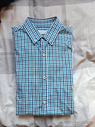 Camisa Zara Cuadros Vichy Hombre Azul/Verde