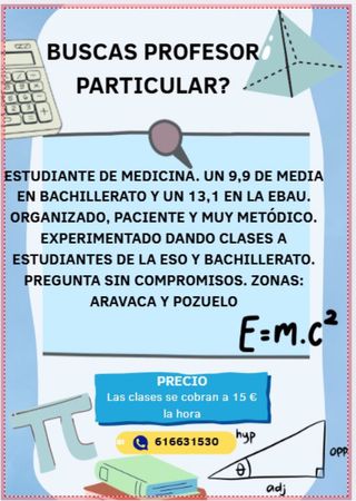 Profesor particular para la ESO y Bachillerato