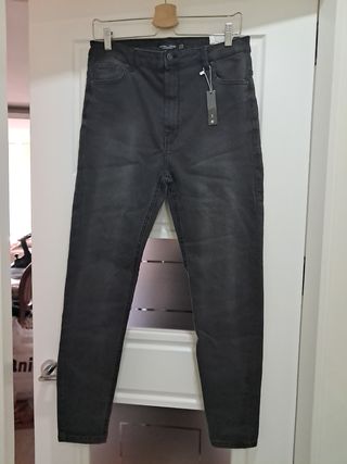 Pantalónes Zara Mujer Negro con Detalles Brillante