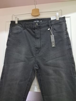 Pantalónes Zara Mujer Negro con Detalles Brillante