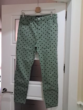 Pantalónes Zara Mujer Negro con Detalles Brillante