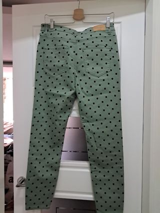 Pantalónes Zara Mujer Negro con Detalles Brillante