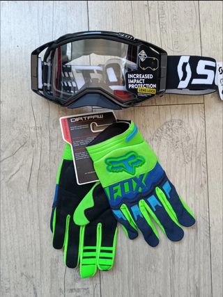 Pack de gafas y guantes para enduro motocross quad