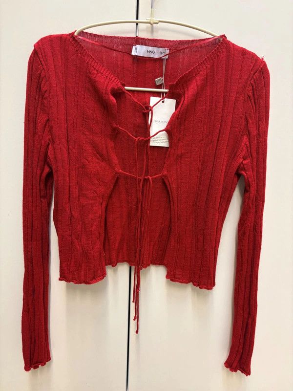 Cardigan Mango Rojo Acrílico y Lana