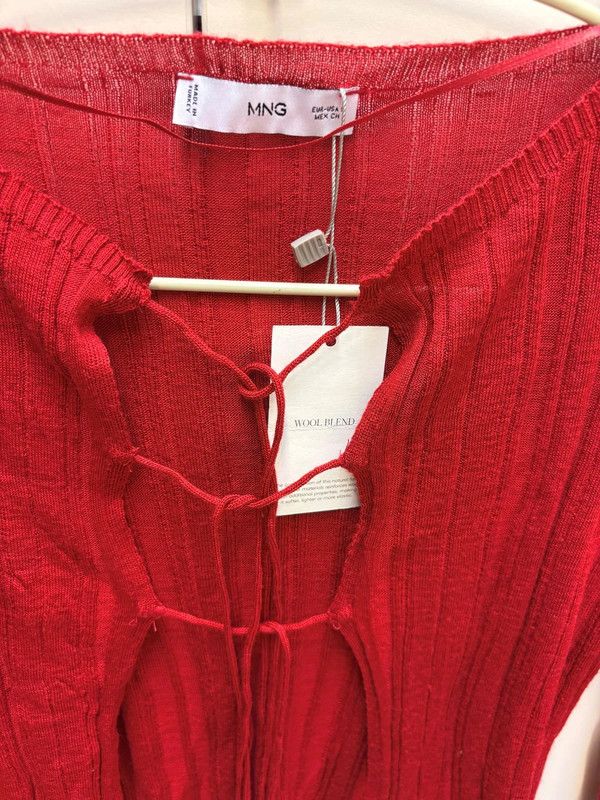 Cardigan Mango Rojo Acrílico y Lana