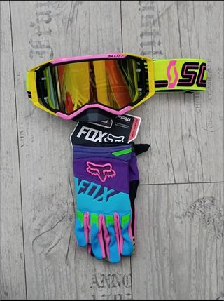 Pack de gafas y guantes para enduro motocross quad