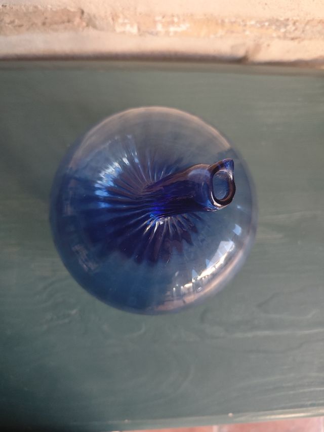Calabaza Cristal Soplado Azul Vintage