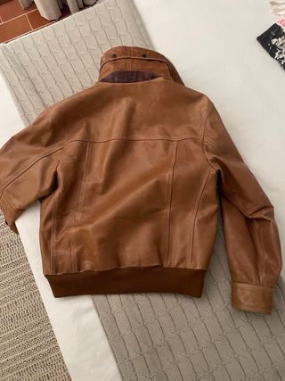 Cazadora Cuero Timberland Aviador Marrón Talla M 