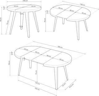 Mesa Comedor Redonda Extensible Madera y Metal