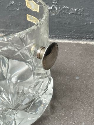Cubitera de cristal con asas de plata de ley