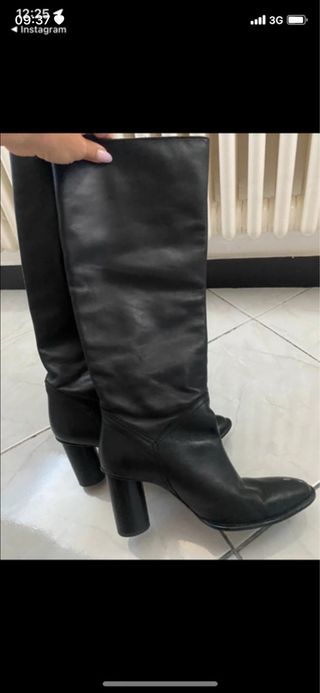Stivali Zara neri in pelle tacco alto