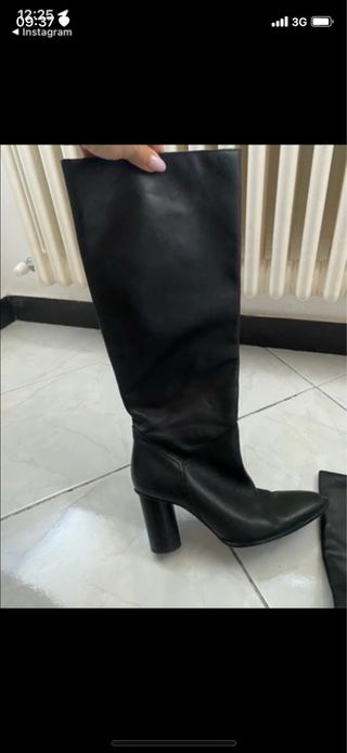 Stivali Zara neri in pelle tacco alto