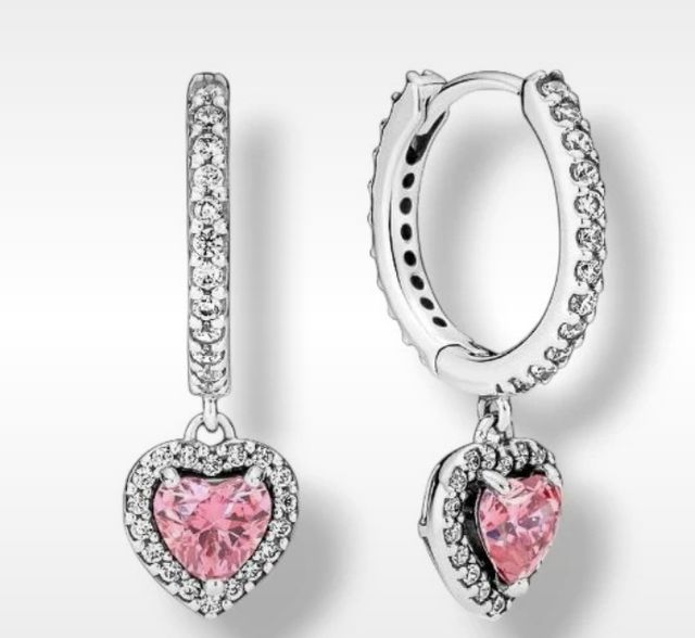 Pendientes Pandora Corazón Rosa y Plata