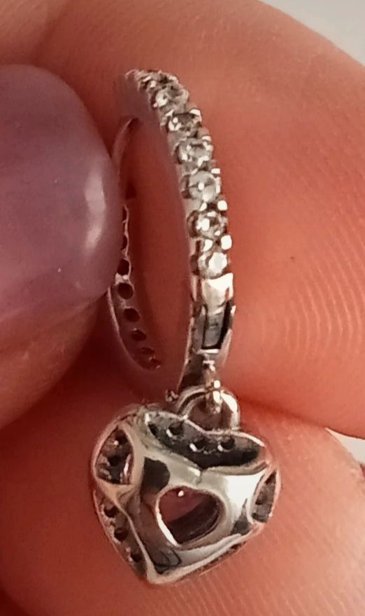 Pendientes Pandora Corazón Rosa y Plata