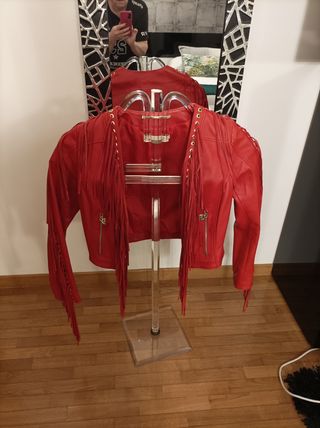 Cazadora de piel Roberta Biagi Roja Talla L