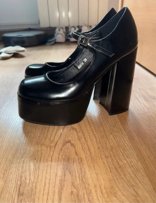 Zapatos Mary Jane plataforma negros talla 39