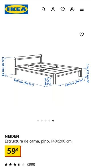 Estructura de cama matrimonio de madera ikea