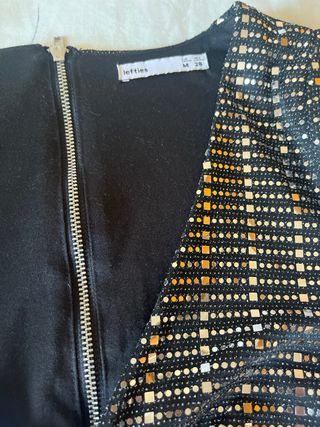 Vestido fiesta lentejuelas negro y plata