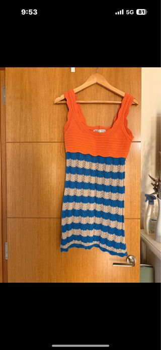 Vestido Zara Naranja y Azul Rayas