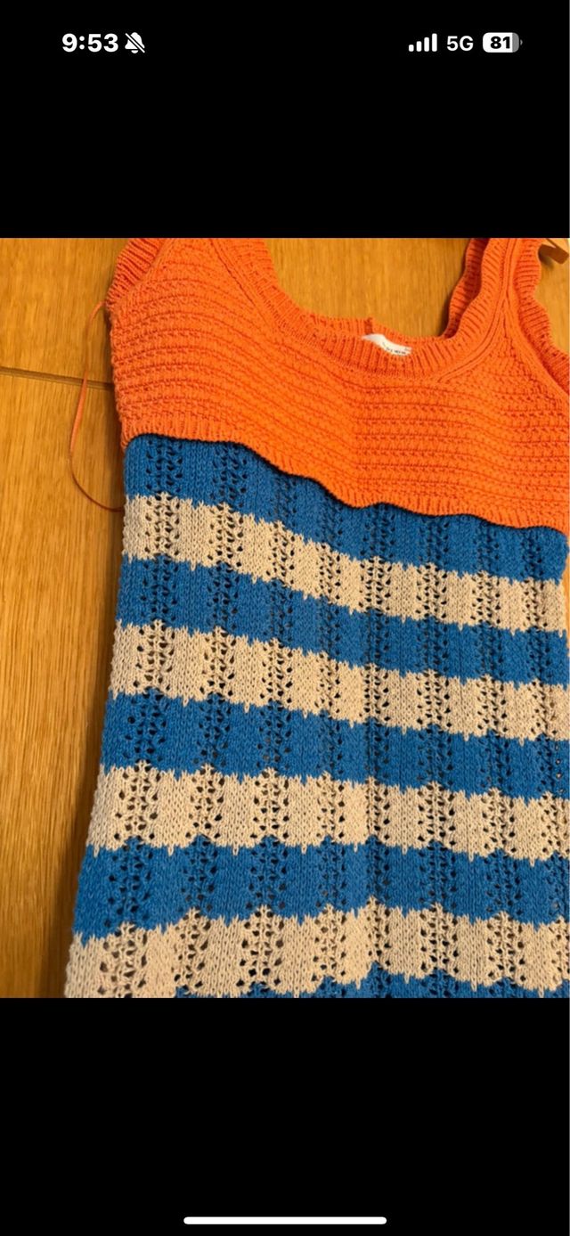 Vestido Zara Naranja y Azul Rayas
