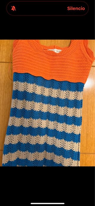Vestido Zara Naranja y Azul Rayas
