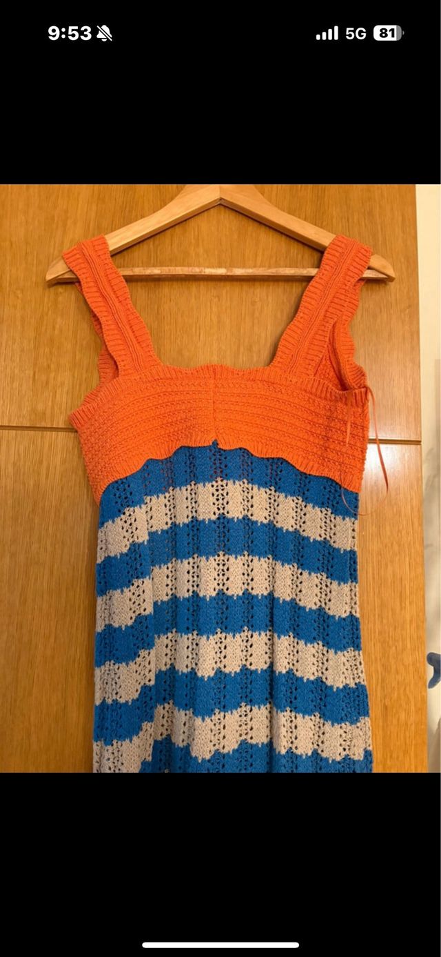 Vestido Zara Naranja y Azul Rayas