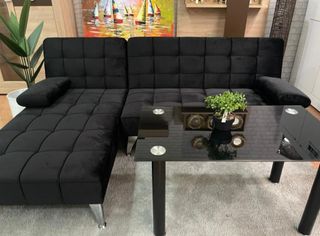 Sofá Cama Chaise Longue Negro
