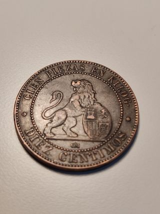 Moneda 10 Céntimos Gobierno Provisional 1870