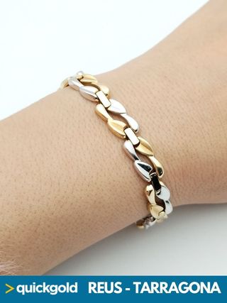 035-05-0238 PULSERA ORO 18K BICOLOR 19.90CM 