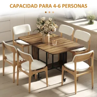 Mesa Cocina Plegable con Ruedas 130x80x74 cm