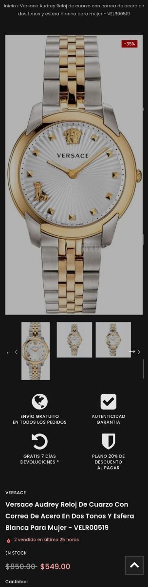 Reloj Versace Audrey Mujer Oro/Plata
Como nuevo
