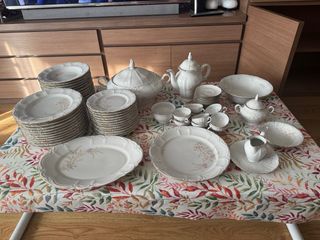 Vajilla Porcelana Italiana Borde Oro Negociable