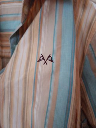 Camisa Burberry Rayas Beige y Turquesa
