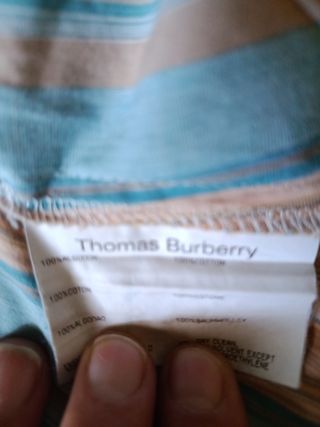 Camisa Burberry Rayas Beige y Turquesa