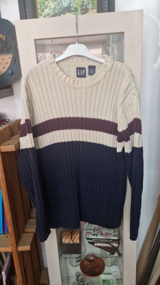 Jersey Gap Hombre Rayas Beige Azul