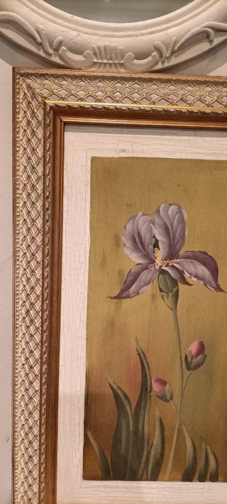Cuadro Flor Iris Morada y Dorada