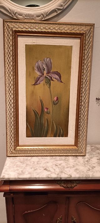 Cuadro Flor Iris Morada y Dorada