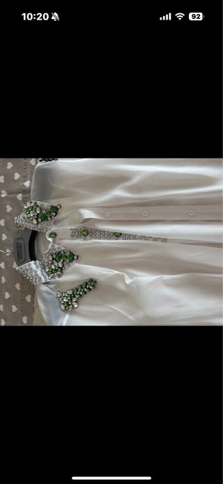 Camicia con strass verde e bianca