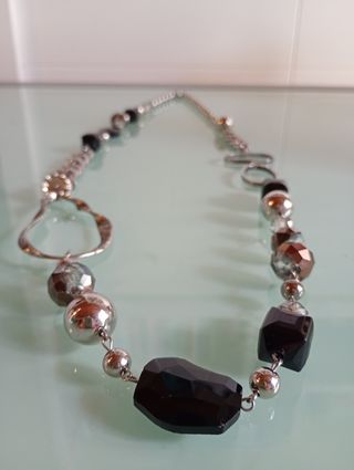 Collana donna con pietre nere e argento