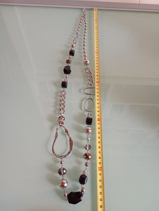 Collana donna con pietre nere e argento