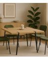 Mesa de comedor de madera y metal