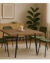 Mesa de comedor de madera y metal