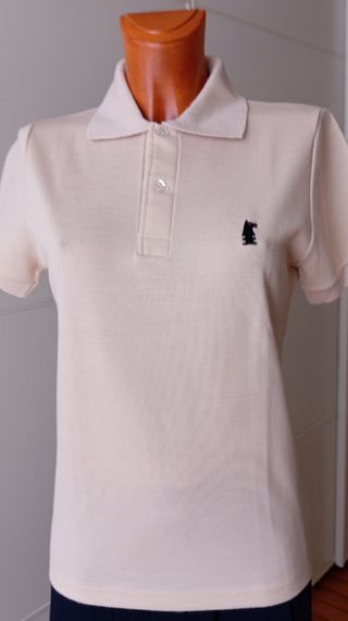 Polo vintage beige con logo de caballo. Unisex. 