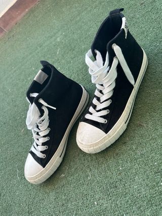 Zapatillas botín lona negras